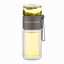 Lade das Bild in den Galerie-Viewer, Glass Water Bottle With Tea Infuser Filter Tea Separation Double Wall Glass Bottle Leakproof Water Bottle