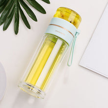 Lade das Bild in den Galerie-Viewer, Glass Water Bottle With Tea Infuser Filter Tea Separation Double Wall Glass Bottle Leakproof Water Bottle