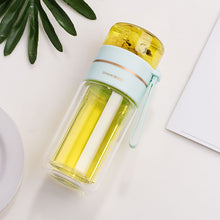 Lade das Bild in den Galerie-Viewer, Glass Water Bottle With Tea Infuser Filter Tea Separation Double Wall Glass Bottle Leakproof Water Bottle