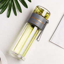 Lade das Bild in den Galerie-Viewer, Glass Water Bottle With Tea Infuser Filter Tea Separation Double Wall Glass Bottle Leakproof Water Bottle