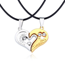 Lade das Bild in den Galerie-Viewer, Stainless Steel Love Heart Stitching Couple Necklace With Diamonds
