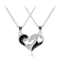 Lade das Bild in den Galerie-Viewer, Stainless Steel Love Heart Stitching Couple Necklace With Diamonds
