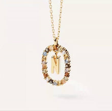 Lade das Bild in den Galerie-Viewer, 925 Sterling Silver Gold Letters A - Z Initial Alphabet  Long Chain Necklace
