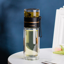 Lade das Bild in den Galerie-Viewer, Glass Water Bottle With Tea Infuser Filter Tea Separation Double Wall Glass Bottle Leakproof Water Bottle
