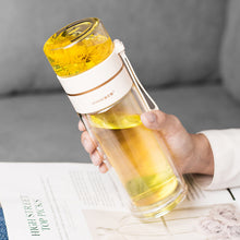Lade das Bild in den Galerie-Viewer, Glass Water Bottle With Tea Infuser Filter Tea Separation Double Wall Glass Bottle Leakproof Water Bottle
