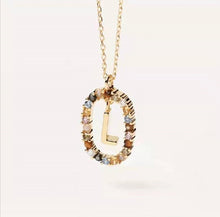 Lade das Bild in den Galerie-Viewer, 925 Sterling Silver Gold Letters A - Z Initial Alphabet  Long Chain Necklace
