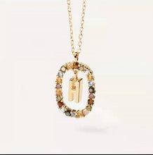 Lade das Bild in den Galerie-Viewer, 925 Sterling Silver Gold Letters A - Z Initial Alphabet  Long Chain Necklace
