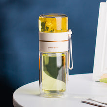 Lade das Bild in den Galerie-Viewer, Glass Water Bottle With Tea Infuser Filter Tea Separation Double Wall Glass Bottle Leakproof Water Bottle
