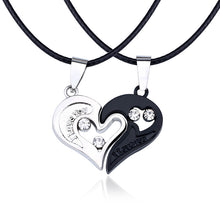 Lade das Bild in den Galerie-Viewer, Stainless Steel Love Heart Stitching Couple Necklace With Diamonds

