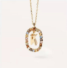 Lade das Bild in den Galerie-Viewer, 925 Sterling Silver Gold Letters A - Z Initial Alphabet  Long Chain Necklace
