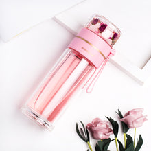Lade das Bild in den Galerie-Viewer, Glass Water Bottle With Tea Infuser Filter Tea Separation Double Wall Glass Bottle Leakproof Water Bottle
