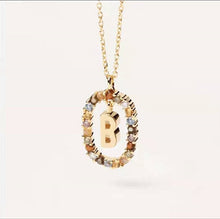 Lade das Bild in den Galerie-Viewer, 925 Sterling Silver Gold Letters A - Z Initial Alphabet  Long Chain Necklace

