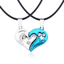 Lade das Bild in den Galerie-Viewer, Stainless Steel Love Heart Stitching Couple Necklace With Diamonds
