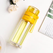 Lade das Bild in den Galerie-Viewer, Glass Water Bottle With Tea Infuser Filter Tea Separation Double Wall Glass Bottle Leakproof Water Bottle
